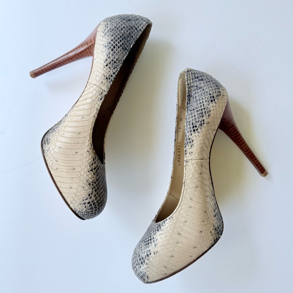 Stuart Weitzman Snakeskin Hidden Platform Heels C… - image 7
